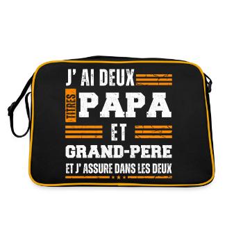 J'ai deux titres papa et papy cadeau fête des père - Sac Retro - noir/or - Dos
