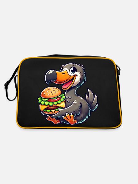 Whimsical Dodo Burger Fast Food Cheeseburger - Retro Bag - black/gold - Back