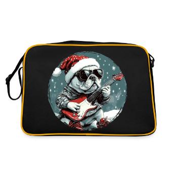 French Bulldog Dog Christmas Rocker Git - Retro Bag - black/gold - Back