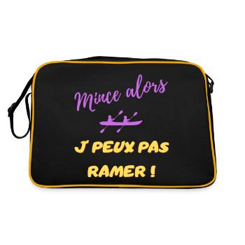 dünn, dann kann ich nicht rudern - Retro Tasche - Schwarz/Gold - Hinten
