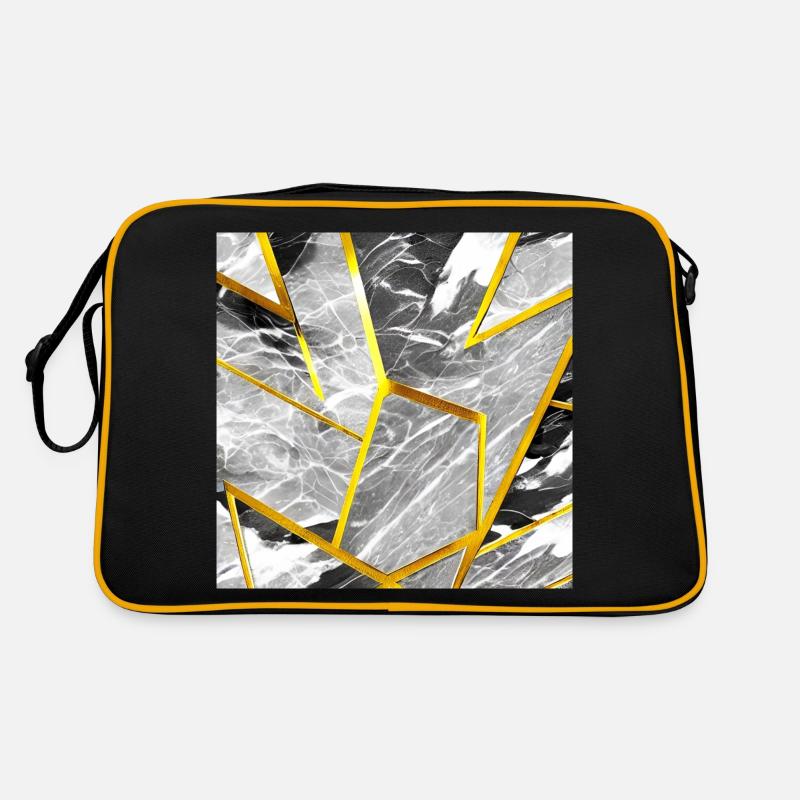 Marmor Schwarz-Weiß Gold Textur Retro Tasche