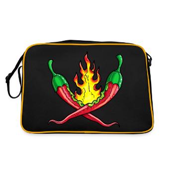 burning chilli peppers - Retro Bag - black/gold - Back