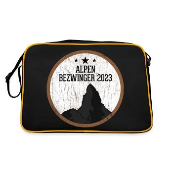 Alpenbezwinger 2023 Alpenüberquerung Finisher - Retro Tasche - Schwarz/Gold - Hinten