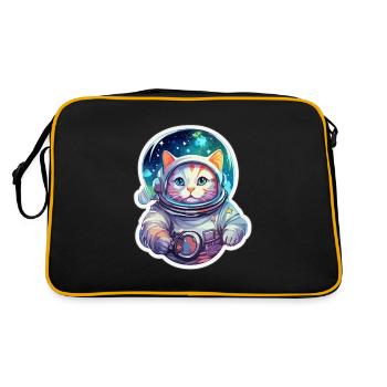 Cat Space Astronaut Galaxy - Retro Bag - black/gold - Back