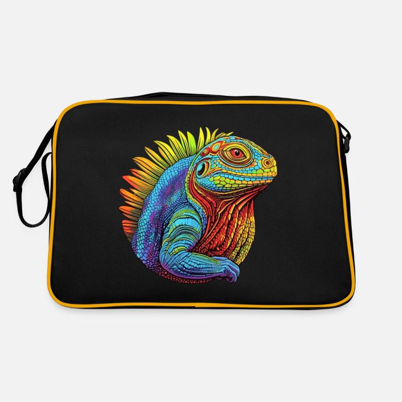 Leuchtende Eidechse Retro Tasche