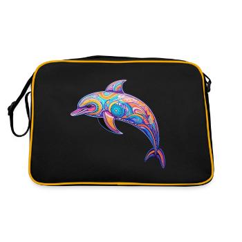 Dauphin - couleurs vives - kaléidoscope de corail - Sac Retro - noir/or - Dos