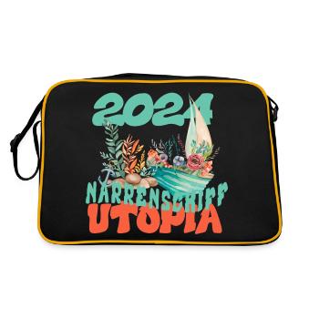 Narrenschiff Utopia im Jahr 2024 - Retro Tasche - Schwarz/Gold - Hinten