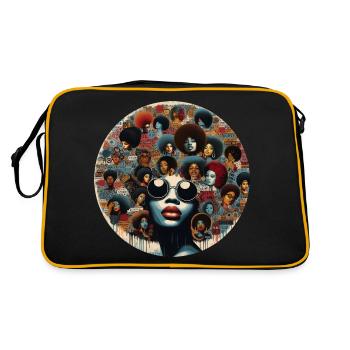 Inspiration im Afro-Stil, urbane Vielfalt - Retro Tasche - Schwarz/Gold - Hinten
