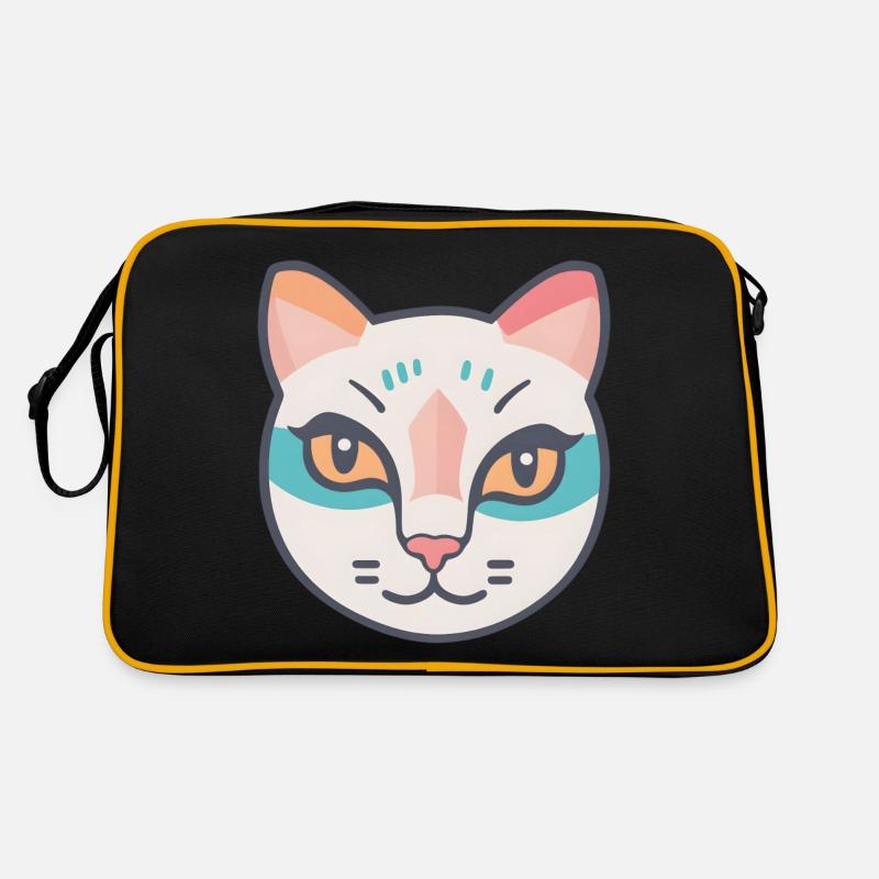 Portrait de chat coloré - Sac Retro - noir/or