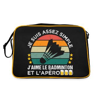 J' aime le badminton et l' apéro cadeau vintage - Sac Retro - noir/or - Dos