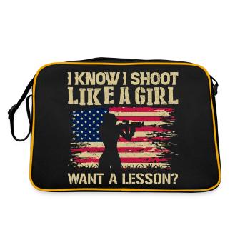 I Know I Shoot Like A Girl Want A Lesson - Sac Retro - noir/or - Dos
