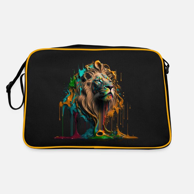 Regenbogen Löwe | Rainbow Lion | AI generated Art Retro Tasche