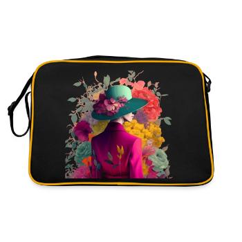 Modèle avec chapeau et fleurs cadeau - Sac Retro - noir/or - Dos