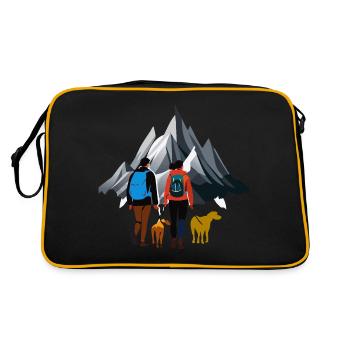Wandern und Hunde Outdoor Wanderer Haustier Couple - Retro Tasche - Schwarz/Gold - Hinten