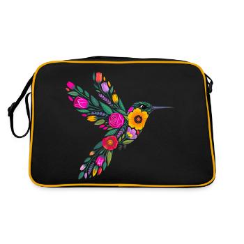 Hummingbird Flowers Graphic - Retro Bag - black/gold - Back