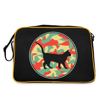 Vintage Bengalische Katze - Retro Tasche - Schwarz/Gold - Hinten