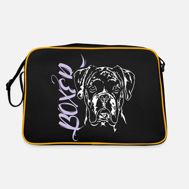 BOXER Portrait - Retro Tasche - Schwarz/Gold