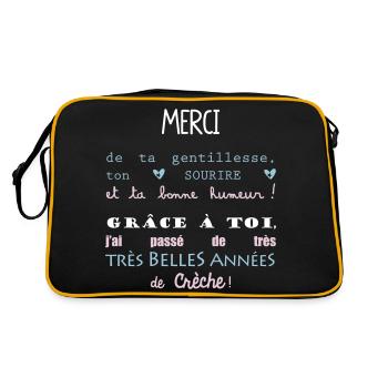 merci crèche puéricultrice auxiliaire éducatrice - Sac Retro - noir/or - Dos