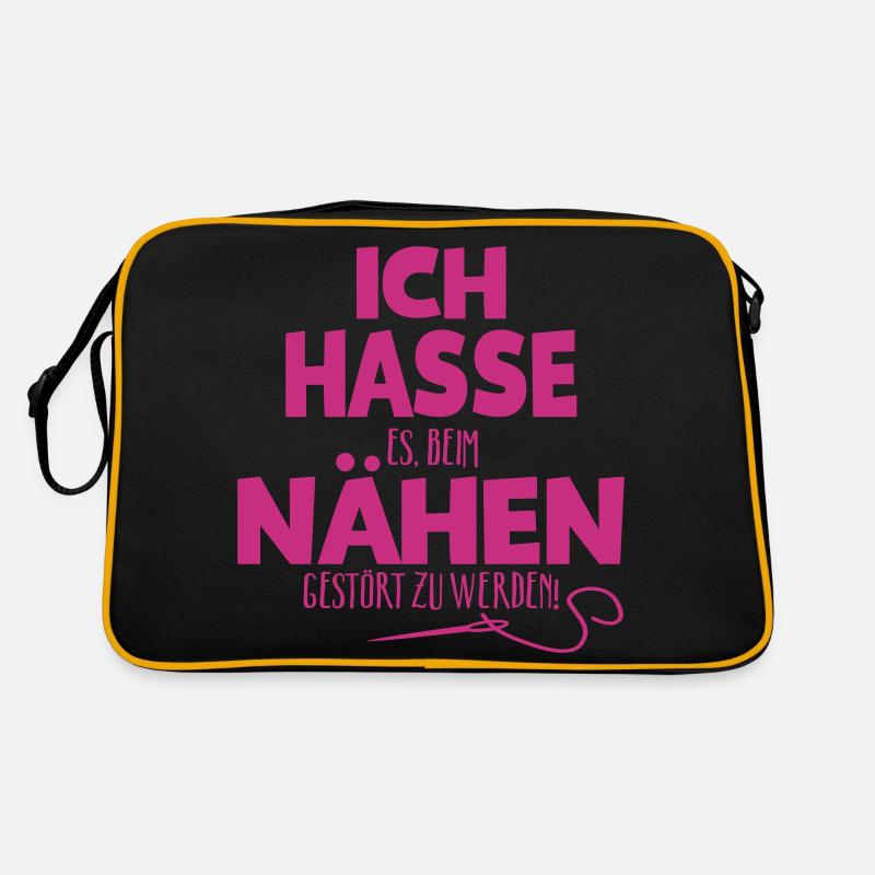 Ich hasse Nähen - Retro Tasche - Schwarz/Gold