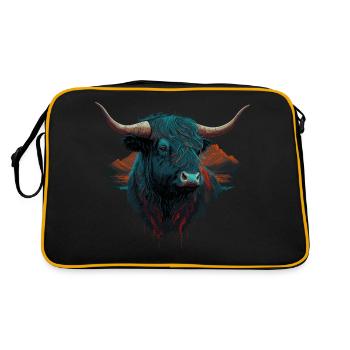 Yak Stierkopf - Retro Tasche - Schwarz/Gold - Hinten