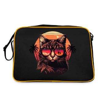 Illustration de chat de style des années 80 - Sac Retro - noir/or - Dos