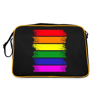 Regenbogenstreifen quer - Retro Tasche - Schwarz/Gold - Hinten