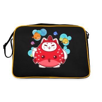Chat maneki neko kawaii - Sac Retro - noir/or - Dos