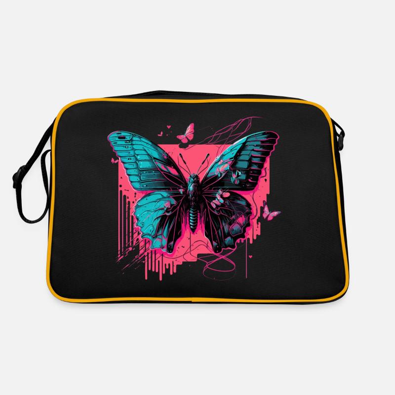 Schmetterling im Technicolor-Schein Retro Tasche