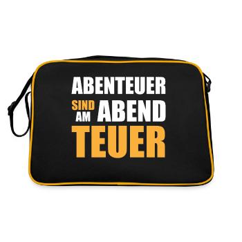 Abenteuer sind am Abend teuer - Retro Tasche - Schwarz/Gold - Hinten