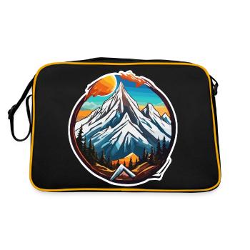 Mountain / Alps / Summit / Nature / Forest / Rock - Retro Bag - black/gold - Back