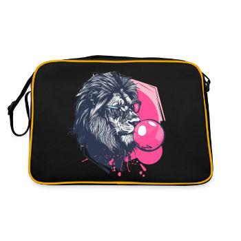 Lion with chewing gum and glasses - Retro Bag - black/gold - Back