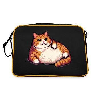 Gros chat roux pixel art - Sac Retro - noir/or - Dos