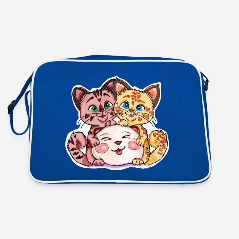 Zwei Kätzchen mit Stofftier Retro Tasche