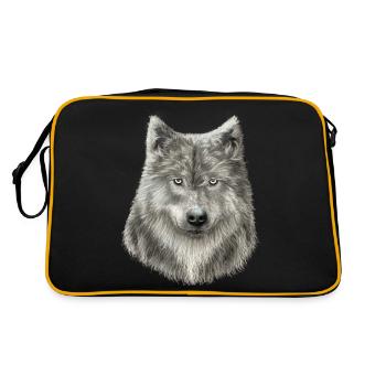 Grey Wolf Sketch - Retro Bag - black/gold - Back