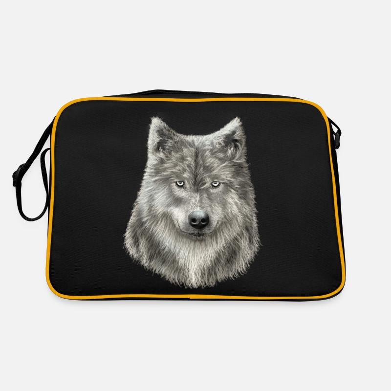 Grey Wolf Sketch Retro Bag
