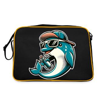 Delfin Graffiti Sprüher Sprühdose - Retro Tasche - Schwarz/Gold - Hinten