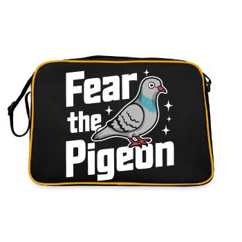 Taube Tauben Tier Vogel - Retro Tasche - Schwarz/Gold - Hinten