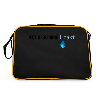 jede Regierung leakt (lügt) 4 - Retro Tasche - Schwarz/Gold - Hinten
