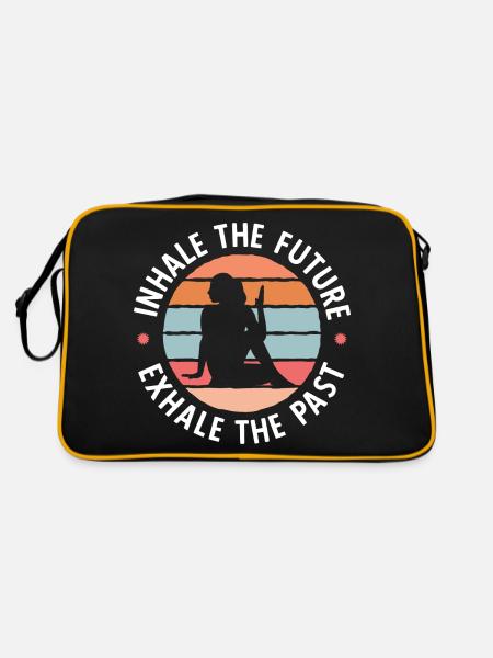 Yogalehrer Spruch Für Yogi Yoga - Retro Tasche - Schwarz/Gold - Hinten