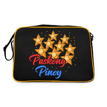 Paskong Pinoy Weihnachtsdesign für Filipinos - Retro Tasche - Schwarz/Gold - Hinten