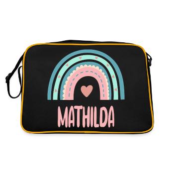 Mathilda Name Regenbogen Baby - Retro Tasche - Schwarz/Gold - Hinten