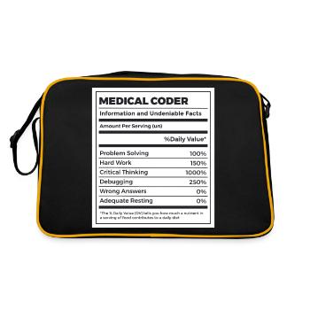 Lustige Medical Coder Nährwertangaben - Retro Tasche - Schwarz/Gold - Hinten