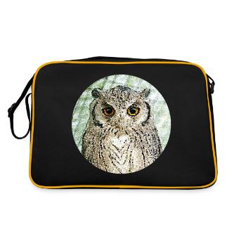 Die majestätische Eule - Retro Tasche - Schwarz/Gold - Hinten