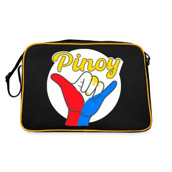 Cooles Pinoy-Design für stolze Pinoys - Retro Tasche - Schwarz/Gold - Hinten