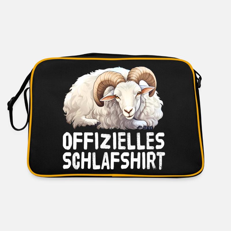 Offizieles Schlafshirt Widder Steinbock - Retro Tasche - Schwarz/Gold