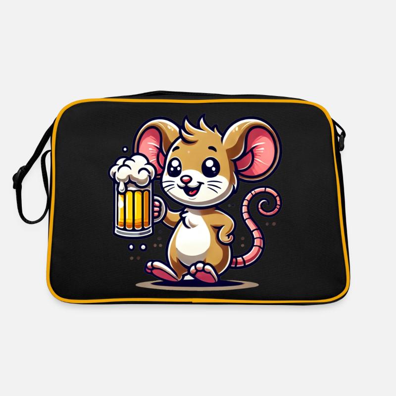 Cute Mouse Drinking Beer Retro Tasche