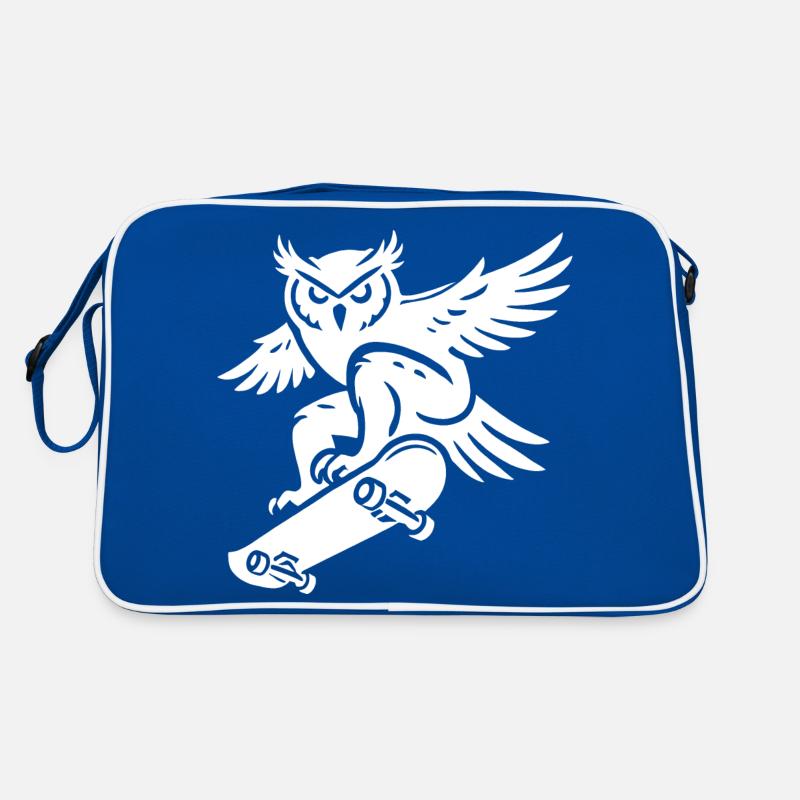 Schneeeule Skateboard Silhouette Minimalistischer Retro Tasche