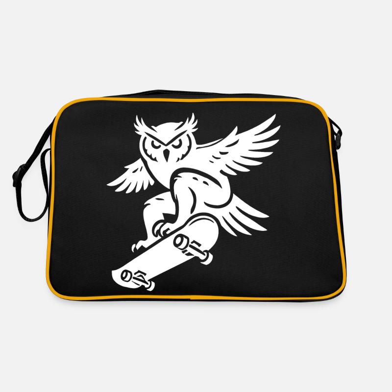 Schneeeule Skateboard Silhouette Minimalistischer Retro Tasche