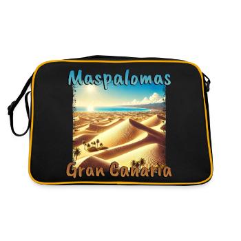 Maspalomas Dunes Beach Sunset Grunge - Retro Bag - black/gold - Back