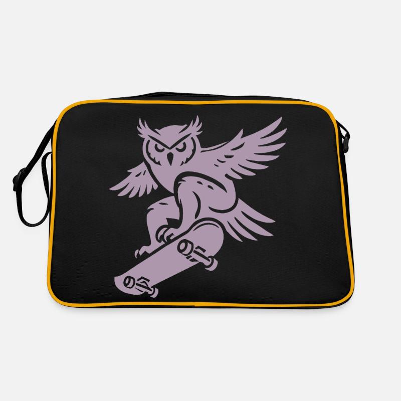 Schneeeule Skateboard Silhouette Minimalistischer Retro Tasche